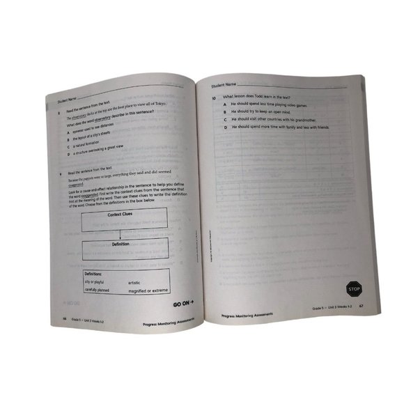 Wonders Progress Monitoring Assessments Grade 5 Reading Homeschool Workbook - Picture 3 of 9